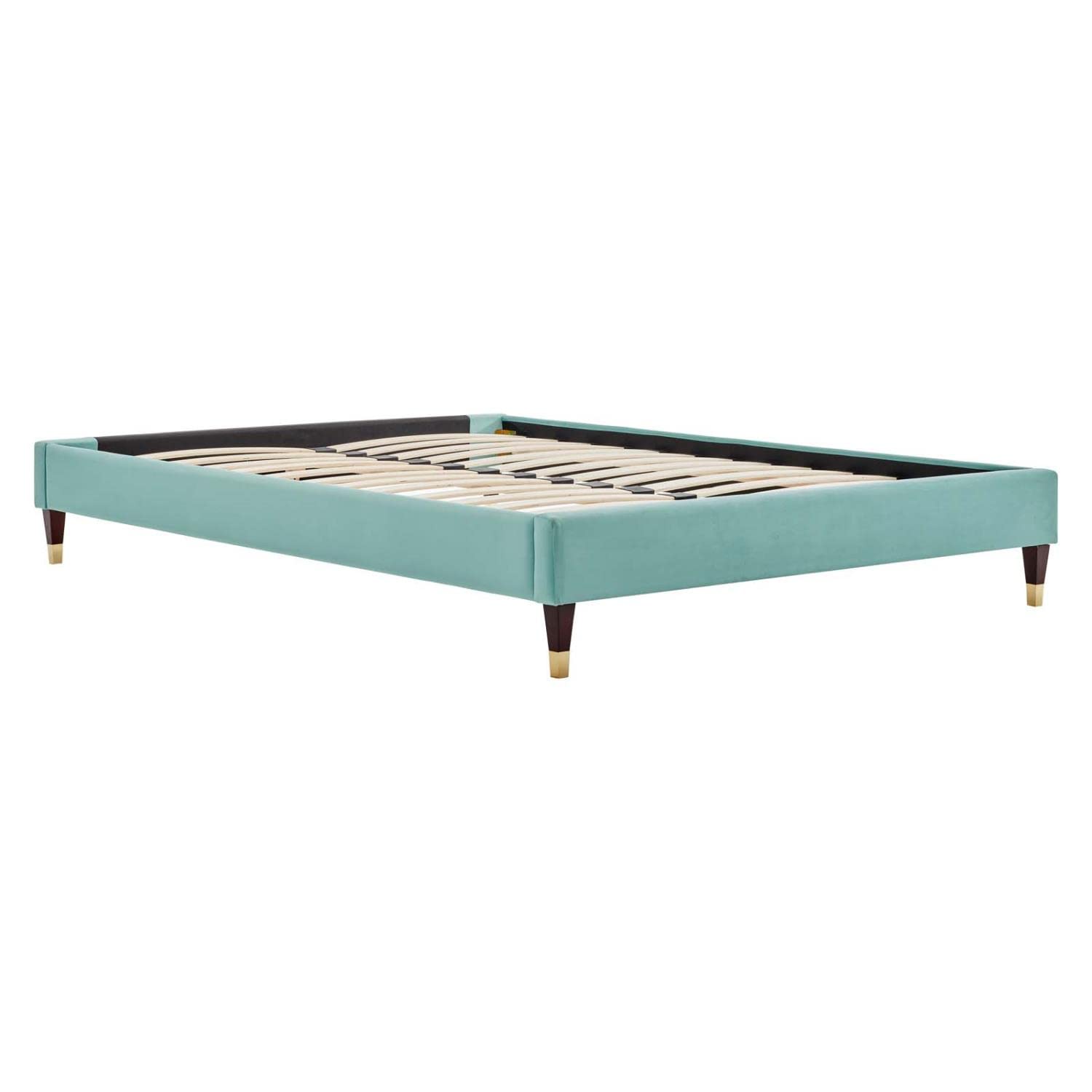 Modway Harlow Queen Performance Velvet Platform Bed Frame in Mint Green
